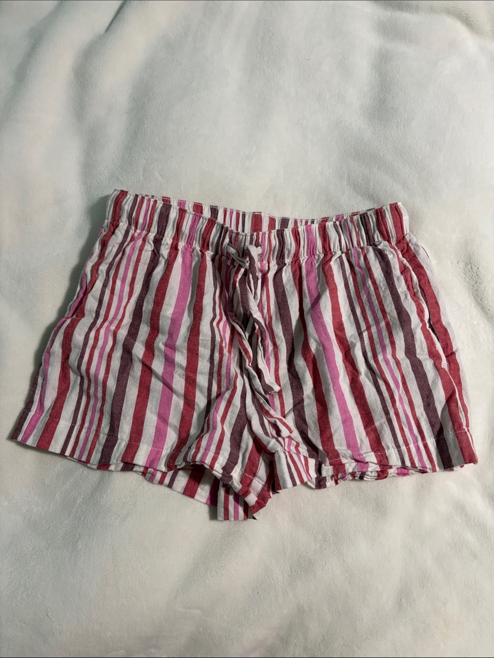 Striped Pink Drawstring Sleep Shorts - Women
